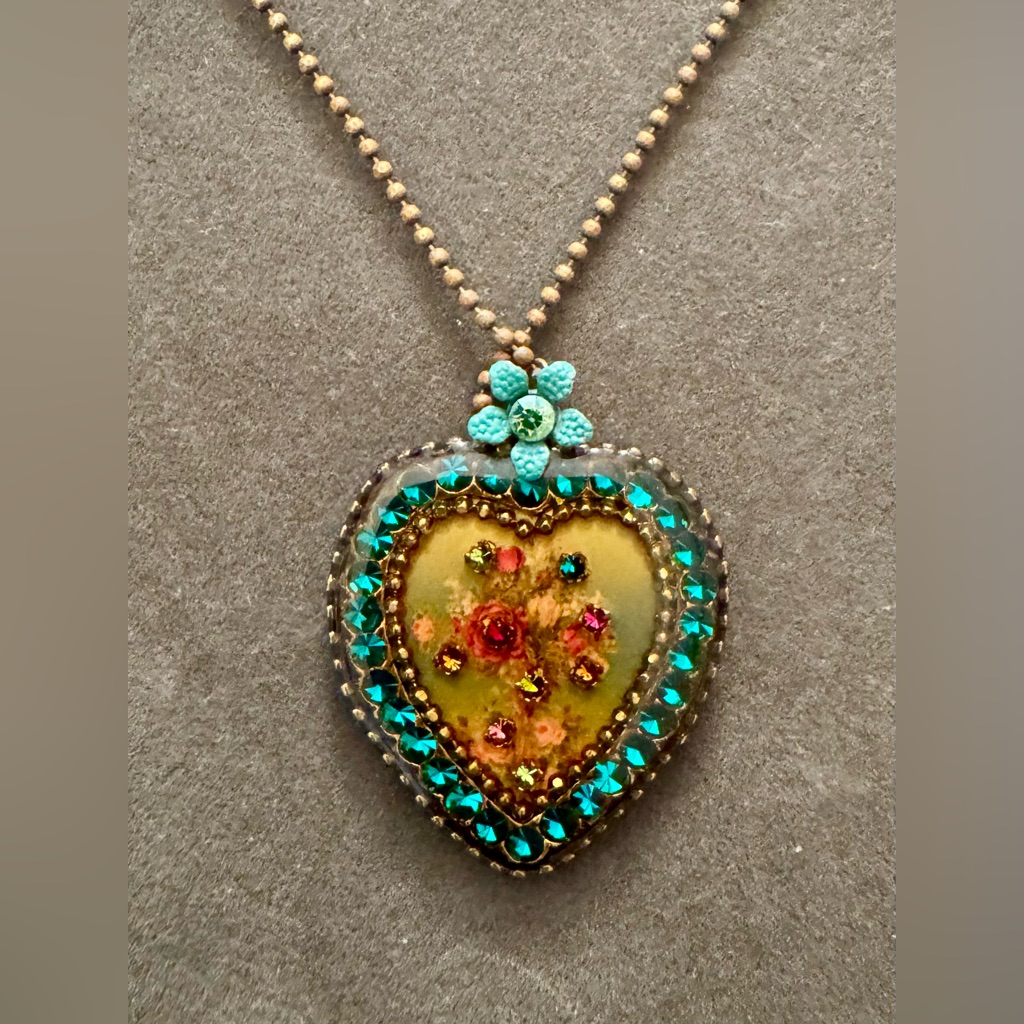 Michal Negrin Turquoise And Gold Heart Necklace 110$